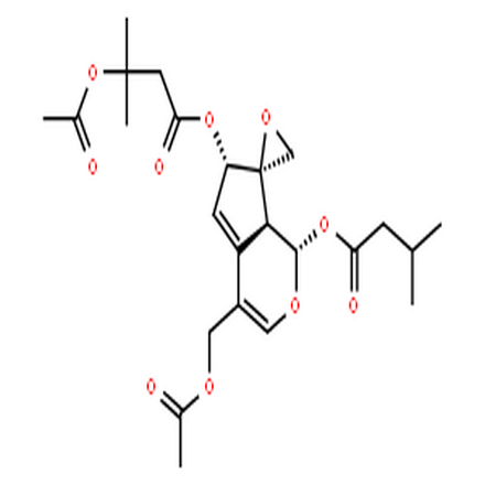 乙酰纈草三酯,Butanoic acid,3-(acetyloxy)-3-methyl-,(1S,2'R,6S,7aS)-4-[(acetyloxy)methyl]-6,7a-dihydro-1-(3-methyl-1-oxobutoxy)spiro[cyclopenta[c]pyran-7(1H),2'-oxiran]-6-ylester