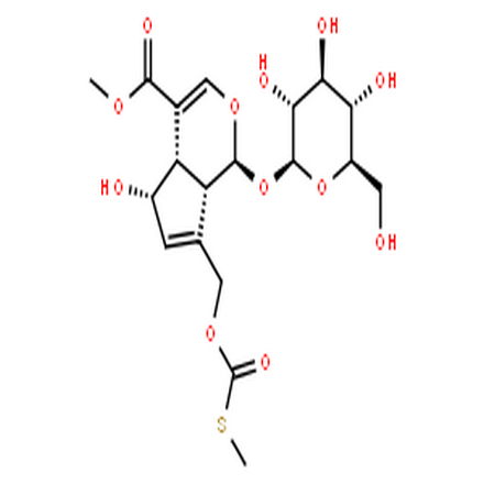 鸡屎藤苷甲酯,Methyl (1s,4as,5s,7as)-1-(β-d-glucopyranosyloxy)-5-hydroxy-7-({[( Methylsulfanyl)carbonyl]oxy}methyl)-1,4a,5,7a-tetrahydrocyclopent A[c]pyran-4-carboxylate