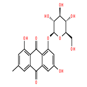 大黄素-8-β-D-吡喃葡萄糖苷,1,6-Dihydroxy-3-methyl-8-(β-D-glucopyranosyloxy)-9,10-anthraquinone