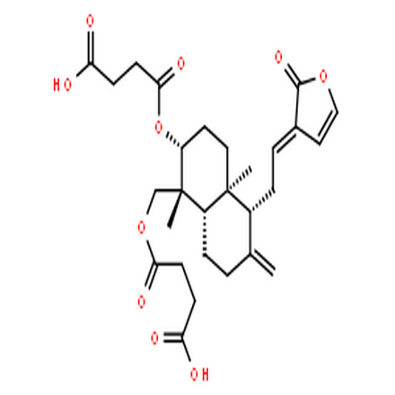 脱水穿心莲内酯琥珀酸半酯,Butanedioicacid,1-[[(1R,2R,4aR,5R,8aS)-2-(3-carboxy-1-oxopropoxy)-5-[(1E)-2-(2,5-dihydro-2-oxo-3-furanyl)ethenyl]decahydro-1,4a-dimethyl-6-methylene-1-naphthalenyl]methyl]ester