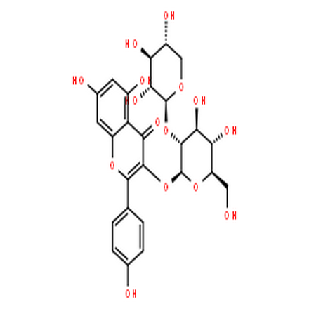 山奈酚3-O-桑布双糖苷,4H-1-Benzopyran-4-one,5,7-dihydroxy-2-(4-hydroxyphenyl)-3-[(2-O-b-D-xylopyranosyl-b-D-glucopyranosyl)oxy]-