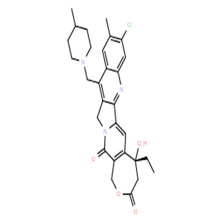 依洛替康,3H,15H-Oxepino[3',4':6,7]indolizino[1,2-b]quinoline-3,15-dione,9-chloro-5-ethyl-1,4,5,13-tetrahydro-5-hydroxy-10-methyl-12-[(4-methyl-1-piperidinyl)methyl]-,(5R)-