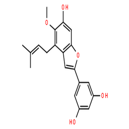 桑辛素 T,2-(3,5-dihydroxyphenyl)-5-methoxy-4-(3-methylbut-2-enyl)benzofuran-6-ol