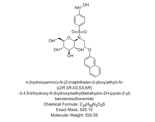 4-(hydroxyamino)-N-(2-(naphthalen-2-yloxy)ethyl)-N-  ((2R,3R,4S,5S,6R)-3,4,5-trihydroxy-6-(hydroxyme,4-(hydroxyamino)-N-(2-(naphthalen-2-yloxy)ethyl)-N-  ((2R,3R,4S,5S,6R)-3,4,5-trihydroxy-6-(hydroxymethyl)tetrahydro-2H-pyran-2-yl) benzenesulfonamide