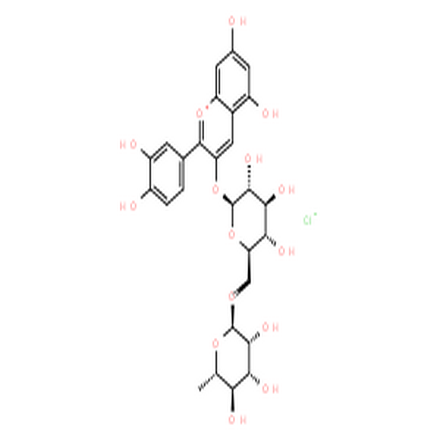 氯化失车菊素-3-O-芸香糖苷,1-Benzopyrylium,3-[[6-O-(6-deoxy-a-L-mannopyranosyl)-b-D-glucopyranosyl]oxy]-2-(3,4-dihydroxyphenyl)-5,7-dihydroxy-,chloride (1:1)
