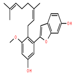 桑呋喃A,2-{2-[(2E)-3,7-dimethylocta-2,6-dien-1-yl]-5-hydroxy-3-methoxyphenyl}-1-benzofuran-6-ol