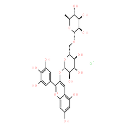 氯化飞燕草素-3-O-芸香糖苷,1-Benzopyrylium,3-[[6-O-(6-deoxy-a-L-mannopyranosyl)-b-D-glucopyranosyl]oxy]-5,7-dihydroxy-2-(3,4,5-trihydroxyphenyl)-,chloride (1:1)