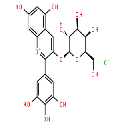 氯化飞燕草素-3-O-半乳糖苷,1-Benzopyrylium, 3-(b-D-galactopyranosyloxy)-5,7-dihydroxy-2-(3,4,5-trihydroxyphenyl)-,chloride (1:1)