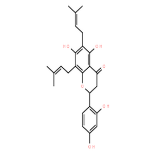 苦参醇E,4H-1-Benzopyran-4-one,2-(2,4-dihydroxyphenyl)-2,3-dihydro-5,7-dihydroxy-6,8-bis(3-methyl-2-buten-1-yl)-,(2S)-