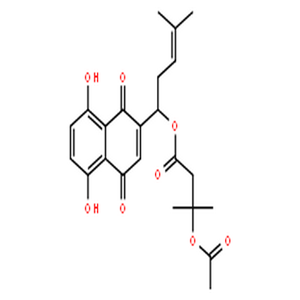 β-乙酰氧基异戊酰阿卡宁,(1S)-1-(5,8-dihydroxy-1,4-dioxo-1,4-dihydronaphthalen-2-yl)-4-methylpent-3-en-1-yl 3-(acetyloxy)-3-methylbutanoate