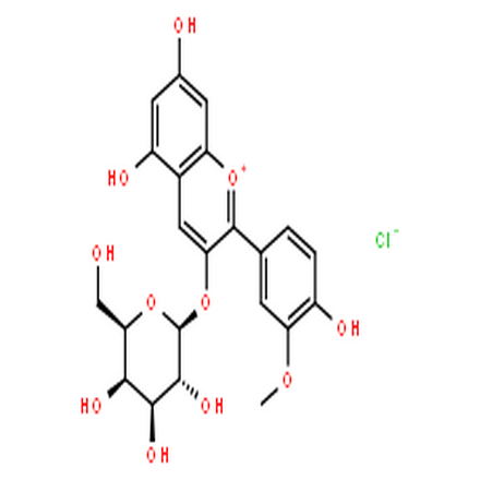 氯化芍藥素-3-O-半乳糖苷,1-Benzopyrylium, 3-(β-D-galactopyranosyloxy)-5,7-dihydroxy-2-(4-hydroxy-3-methoxyphenyl)-, chloride (1:1)