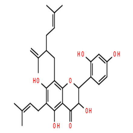 苦參醇M,4H-1-Benzopyran-4-one,2-(2,4-dihydroxyphenyl)-2,3-dihydro-3,5,7-trihydroxy-6-(3-methyl-2-buten-1-yl)-8-[(2R)-5-methyl-2-(1-methylethenyl)-4-hexen-1-yl]-,(2R,3R)-