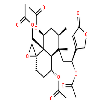 山苦草素A,2(5H)-Furanone,4-[(1S)-1-(acetyloxy)-2-[(1R,4R,4aR,5S,6R,8S,8aR)-4,8-bis(acetyloxy)-8a-[(acetyloxy)methyl]octahydro-5,6-dimethylspiro[naphthalene-1(2H),2'-oxiran]-5-yl]ethyl]-