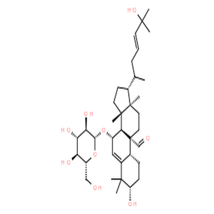 苦瓜皂苷 L,(3beta,7beta,9beta,10alpha,17beta)-7-(beta-D-glucopyranosyloxy)-3-hydroxy-17-[(3E)-5-hydroxy-1,5-dimethylhex-3-en-1-yl]-4,4,14-trimethylestr-5-ene-9-carboxaldehyde