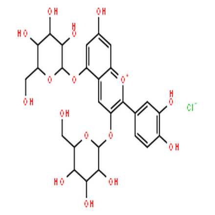 氯化失车菊素-3,5-O-双葡萄糖苷,1-Benzopyrylium,2-(3,4-dihydroxyphenyl)-3,5-bis(b-D-glucopyranosyloxy)-7-hydroxy-, chloride (1:1)