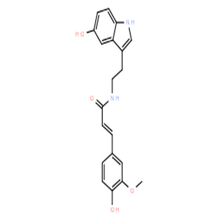 N-阿魏羟色胺,N-[2-(5-hydroxy-1H-indol-3-yl)ethyl]-3-(4-hydroxy-3-methoxyphenyl)prop-2-enamide