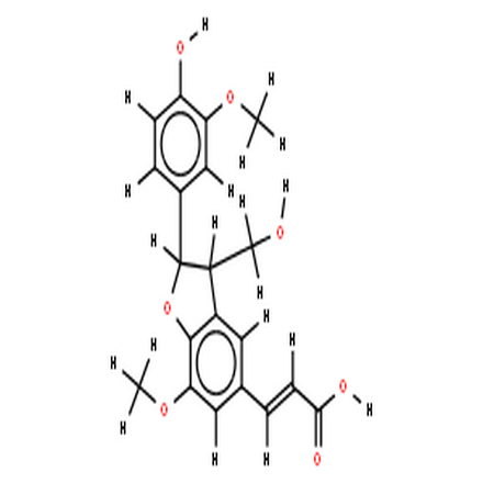 山橘脂酸,2-(3-methoxy-4-hydroxyphenyl)-3-hydroxymethyl-5-trans-carboxymethylene-7-methoxy-2,3-dihydro-benzofuran