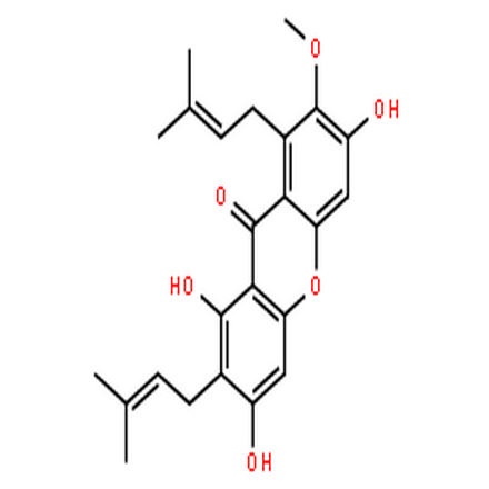 α-倒捻子素,1,3,6-Trihydroxy-7-methoxy-2,8-bis(3-methylbut-2-en-1-yl)-9H-xanthen-9-one