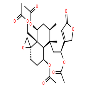 山苦草素A,2(5H)-Furanone,4-[(1S)-1-(acetyloxy)-2-[(1R,4R,4aR,5S,6R,8S,8aR)-4,8-bis(acetyloxy)-8a-[(acetyloxy)methyl]octahydro-5,6-dimethylspiro[naphthalene-1(2H),2