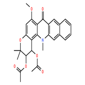 S23906-1,(±)-cis-1,2-Bis(acetoxy)-6-methoxy-3,3,14-trimethyl-2,3,7,14-tetrahydro-1H-benzo[b]pyrano[3,2-h]acridin-7-one