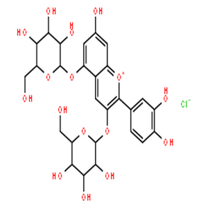 氯化失车菊素-3,5-O-双葡萄糖苷,1-Benzopyrylium,2-(3,4-dihydroxyphenyl)-3,5-bis(b-D-glucopyranosyloxy)-7-hydroxy-, chloride (1:1)