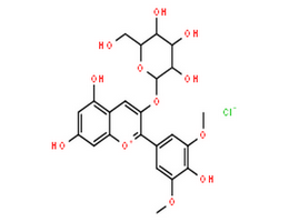 氯化锦葵色素-3-O-葡萄糖苷,1-Benzopyrylium, 3-(b-D-glucopyranosyloxy)-5,7-dihydroxy-2-(4-hydroxy-3,5-dimethoxyphenyl)-,chloride (1:1)