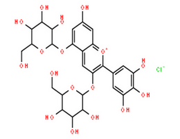 氯化飞燕草素-3,5-O-二葡萄糖苷,1-Benzopyrylium,3,5-bis(b-D-glucopyranosyloxy)-7-hydroxy-2-(3,4,5-trihydroxyphenyl)-,chloride (1:1)