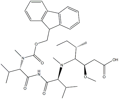 FMOC-3VVD-OH,(5S,9S,11S,12R)-11-((S)-sec-butyl)-1-(9H-fluoren-9-yl)-5,9-diisopropyl-12-methoxy-4,10-dimethyl-3,6,8-trioxo-2-oxa-4,7,10-triazatetradecan-14-oic acid