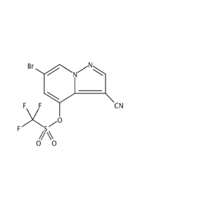 6-溴-3-氰基吡唑并[1,5-A]吡啶-4-三氟甲烷磺酸-基酯,Methanesulfonic acid, 1,1,1-trifluoro-, 6-bromo-3-cyanopyrazolo[1,5-a]pyridin-4-yl ester