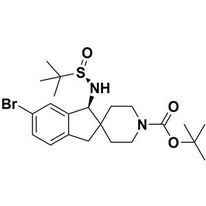 tert-butyl (S)-6-bromo-1-(((R)-tert-butylsulfinyl)amino)-1,3-dihydrospiro[indene-2,4'-piperidine]-1'-carboxylate