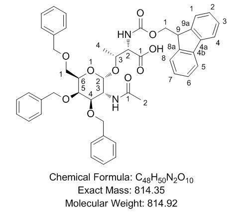 O-[2-(乙酰氨基)-2-脱氧-3,4,6-三-O-(苯基甲基)-ALPHA-D-吡喃半乳糖基]-N-[芴甲氧羰基]-L-苏氨酸,O-[2-(Acetylamino)-2-deoxy-3,4,6-tris-O-(phenylmethyl)-alpha-D-galactopyranosyl]-N-[(9H-fluoren-9-ylmethoxy)carbonyl]-L-threonine