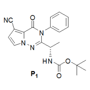 (S)-(1-(5-氰基-4-氧代-3-苯基-3,4-二氢吡咯并[2,1-f][1,2,4]三嗪-2-基)乙基)氨基甲酸叔丁酯,tert-butyl (S)-(1-(5-cyano-4-oxo-3-phenyl-3,4-dihydropyrrolo[2,1-f][1,2,4]triazin-2-yl)ethyl)carbamate