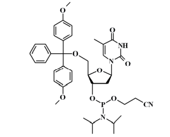5'-(4,4'-二甲氧基三苯基)-3'-脫氧胸苷 2'-(2-氰乙基-N,N-二異丙基)亞磷酰胺,5'-Dimethoxytrityl-3'-deoxythymidine 2'-[(2-cyanoethyl)-(N,N-diisopropyl)]-phosphoramidite