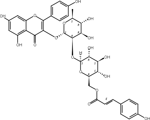 3-O-{2-O-[6-O-(p羟基-反-香豆酰)-葡萄糖基]-鼠李糖基}山奈酚,3-O-{2-O-[6-O-(p-hydroxyl-E-coumaroyl)-glucosyl]-(1-2)rhamnosyl kaempferol