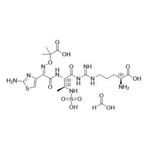 氨曲南雜質(zhì)08,Nw-((2S,3S)-2-((Z)-2-(2-aminothiazol-4-yl)-2-(((2-carboxypropan- 2-yl)oxy)imino)acetamido)-3-(sulfoamino)butanoyl)-L-arginine compound with formic acid (1:1)