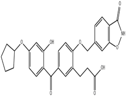 3-(5-(4-(环戊基氧基)-2-羟基苯甲酰基)-2-((3-羟基-1,2-苯并异恶唑-6-基)甲氧基)苯基)丙酸,T-5224