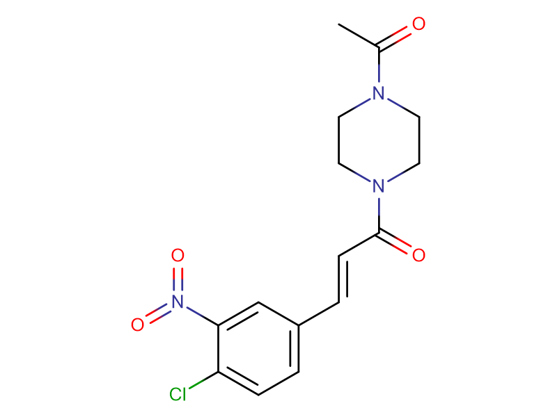 2-Propen-1-one, 1-(4-acetyl-1-piperazinyl)-3-(4-chloro-3-nitrophenyl)-, (2E)-,2-Propen-1-one, 1-(4-acetyl-1-piperazinyl)-3-(4-chloro-3-nitrophenyl)-, (2E)-