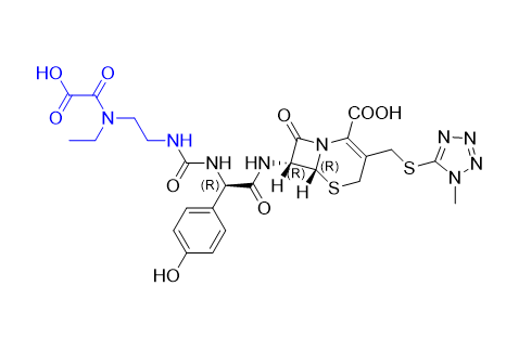 頭孢哌酮雜質(zhì)01,(6R,7R)-7-((R)-2-(3-(2-(1-carboxy-N-ethylformamido)ethyl)ureido)-2-(4-hydroxyphenyl)acetamido)-3-(((1-methyl-1H-tetrazol-5-yl)thio)methyl)-8-oxo-5-thia-1-azabicyclo[4.2.0]oct-2-ene-2-carboxylic acid