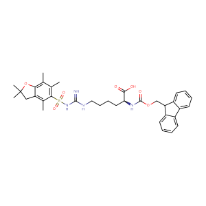 N-芴甲氧羰基-N'-(2,2,4,6,7-五甲基二氢苯并呋喃-5-磺酰基)-L-高精氨酸,L-Lysine, N6-[[[(2,3-dihydro-2,2,4,6,7-pentamethyl-5-benzofuranyl)sulfonyl]amino]iminomethyl]-N2-[(9H-fluoren-9-ylmethoxy)carbonyl]-