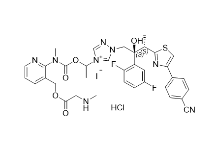 艾沙康唑鎓杂质02,1-((2S,3S)-3-(4-(4-cyanophenyl)thiazol-2-yl)-2-(2,5-difluorophenyl)-2-hydroxybutyl)-4-(1-((methyl(3-((2-(methylamino)acetoxy)methyl)pyridin-2-yl)carbamoyl)oxy)ethyl)-1H-1,2,4-triazol-4-ium