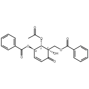 2-O-乙酰山椒子烯酮,2-Cyclohexen-1-one,5-(acetyloxy)-4-(benzoyloxy)-6-[(benzoyloxy)methyl]-6-hydroxy-,(4R,5S,6S)-