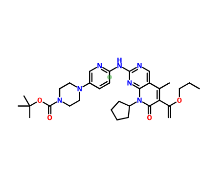 2-甲基-2-丙基-4-(6 - {[8-环戊基-5-甲基-7-氧代-6-(1-丁氧乙烯基)-7,8-二氢吡啶并[2,3-D]嘧啶-2-基]氨基} -3-吡啶基)-1-哌嗪甲酸,tert-butyl 4-(6-(8-cyclopentyl-5-Methyl-7-oxo-6-(1-propoxyvinyl)-7,8-dihydropyrido[2,3-d]pyriMidin-2-ylaMino)pyridin-3-yl)piperazine-1-carboxylate