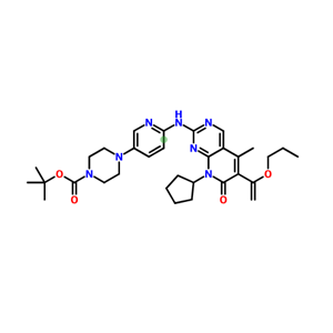 2-甲基-2-丙基-4-(6 - {[8-环戊基-5-甲基-7-氧代-6-(1-丁氧乙烯基)-7,8-二氢吡啶并[2,3-D]嘧啶-2-基]氨基} -3-吡啶基)-1-哌嗪甲酸,tert-butyl 4-(6-(8-cyclopentyl-5-Methyl-7-oxo-6-(1-propoxyvinyl)-7,8-dihydropyrido[2,3-d]pyriMidin-2-ylaMino)pyridin-3-yl)piperazine-1-carboxylate