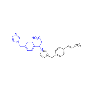 奥扎格雷钠杂质02,(E)-3-(4-((3-(1-(4-((1H-imidazol-1-yl)methyl)phenyl)-2-carboxyethyl)-1H-imidazol-3-ium-1-yl)methyl)phenyl)acrylate