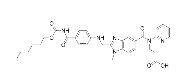 达比加群酯杂质F,N-[[2-[[[4-[[[(Hexyloxy)carbonyl]amino]carbonyl]phenyl]amino]methyl]-1-methyl-1H-benzimidazol-5-yl]carbonyl]-N-2-pyridinyl-β-alanine