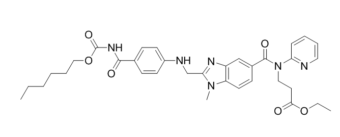 达比加群酯杂质C,N-[[2-[[[4-[[[(Hexyloxy)carbonyl]amino]carbonyl]phenyl]amino]methyl]-1-methyl-1H-benzimidazol-5-yl]carbonyl]-N-2-pyridinyl-β-alanine ethyl ester
