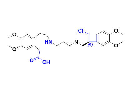 伊伐布雷定杂质29,(S)-2-(2-(2-((3-((3-chloro-2-(3,4-dimethoxyphenyl)propyl)(methyl) amino)propyl)amino)ethyl)-4,5-dimethoxyphenyl)acetic acid