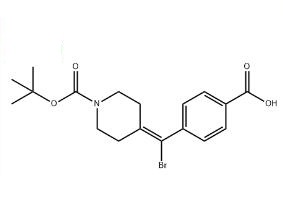 4-[BROMO(4-CARBOXYPHENYL)METHYLENE]PIPERIDINE-1-CARBOXYLIC ACID TERT-BUTYL ESTER,4-[bromo(4-carboxyphenyl)methylene]piperidine-1-carboxylic acid tert-butyl ester