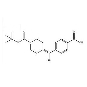 4-[BROMO(4-CARBOXYPHENYL)METHYLENE]PIPERIDINE-1-CARBOXYLIC ACID TERT-BUTYL ESTER,4-[bromo(4-carboxyphenyl)methylene]piperidine-1-carboxylic acid tert-butyl ester