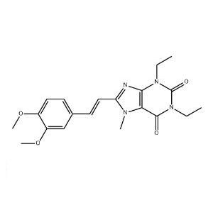 伊曲茶碱,8-[(E)-2-(3,4-dimethoxyphenyl)ethenyl]-1,3-diethyl-7-methyl-purine-2,6 -dione
